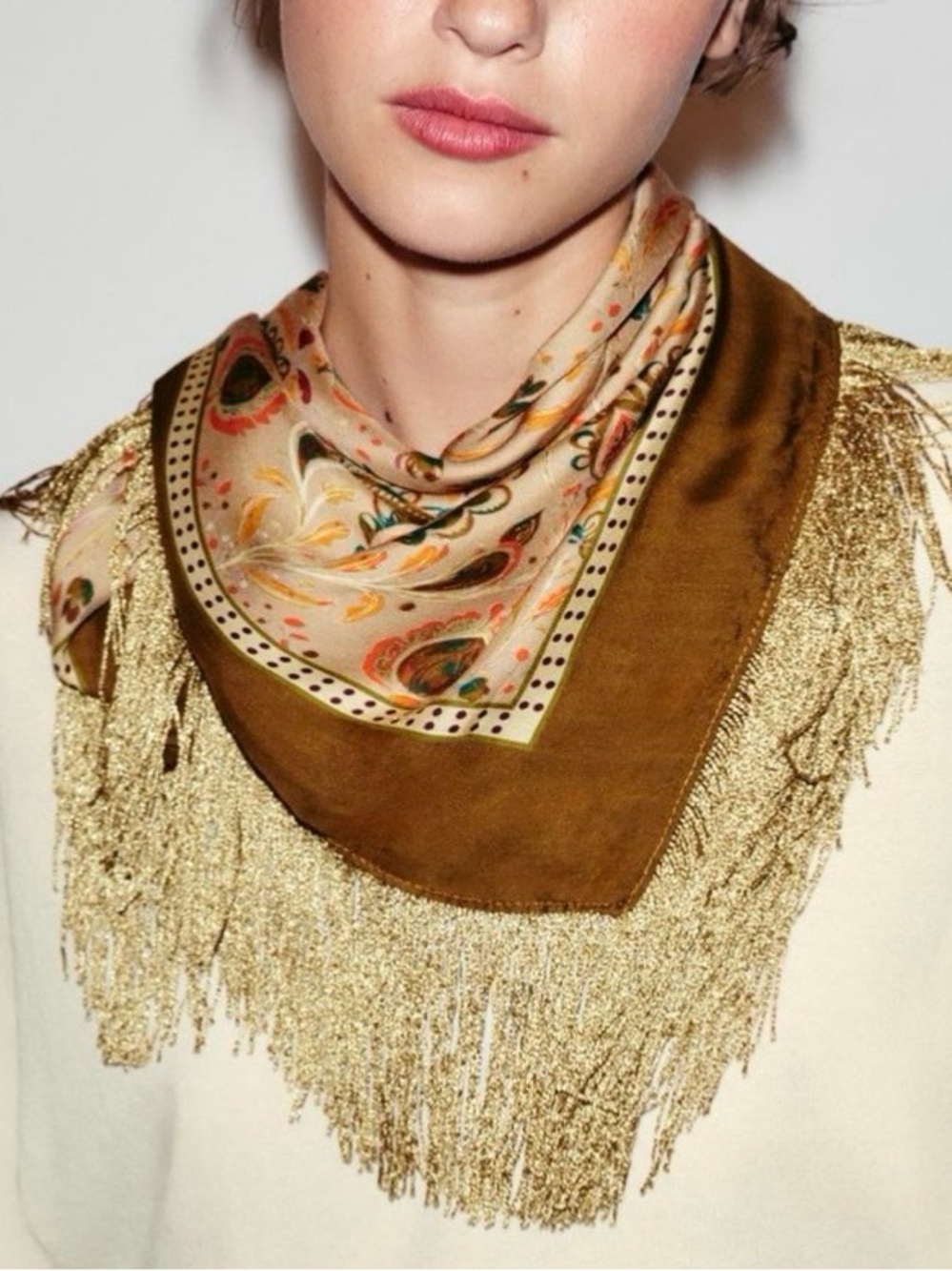 COMING SOON! Zara Ecru Printed Silk Blend Fringed Scarf. Brand new!